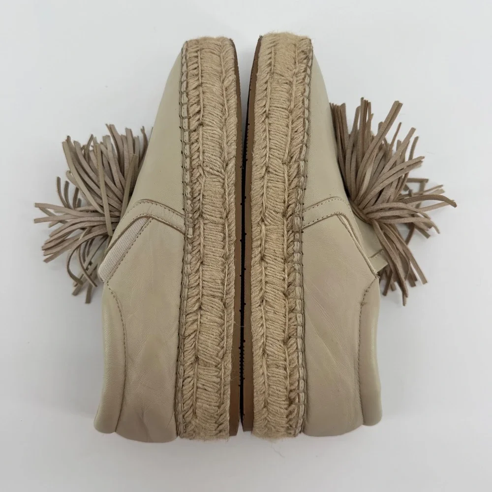 J/Slides Raoul Womens Sand‎ Leather Tassel Espadrille Platform Sneakers Size 9
